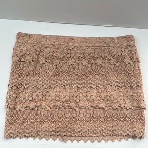 American Eagle Outfitters Tiered Crochet Blush Pink lined skirt Size 12